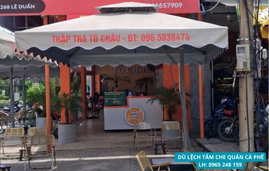 dù lệch tâm che quán cafe